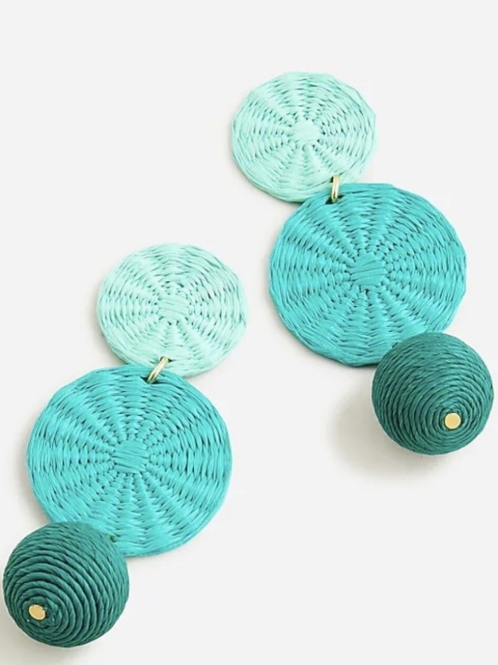 JCrew Raffia Aqua Green Dangle Statement Earrings